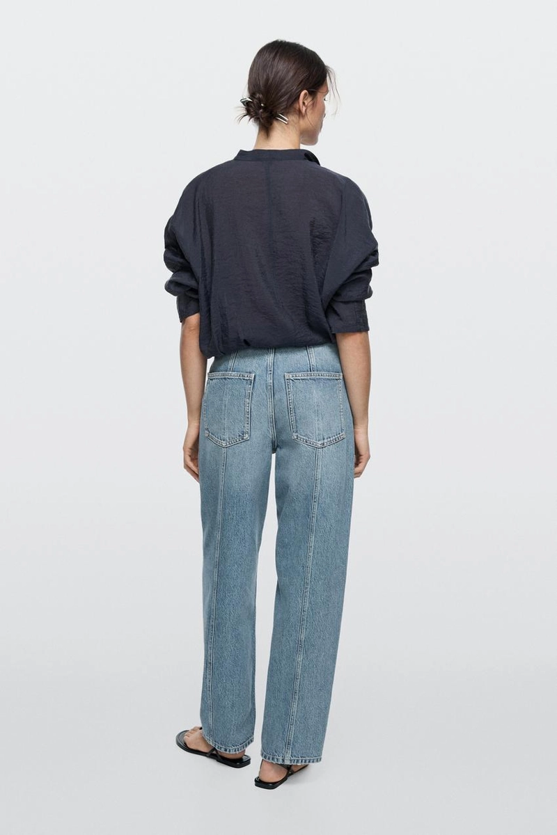 Джинсы широкие силуэта barrel с деталями швов