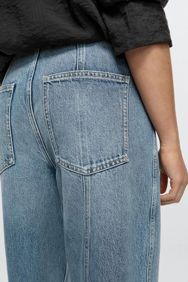 Джинсы широкие силуэта barrel с деталями швов