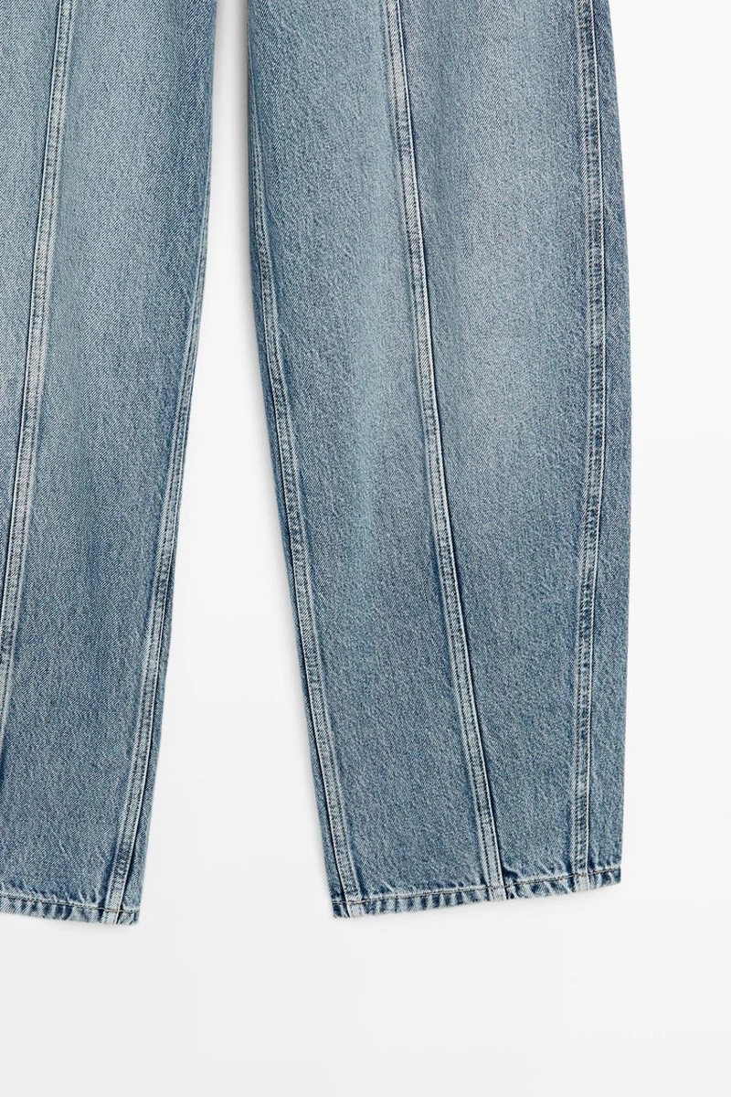 Джинсы широкие силуэта barrel с деталями швов