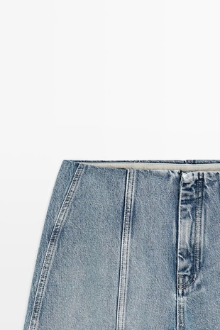 Джинсы широкие силуэта barrel с деталями швов- Заказать в России