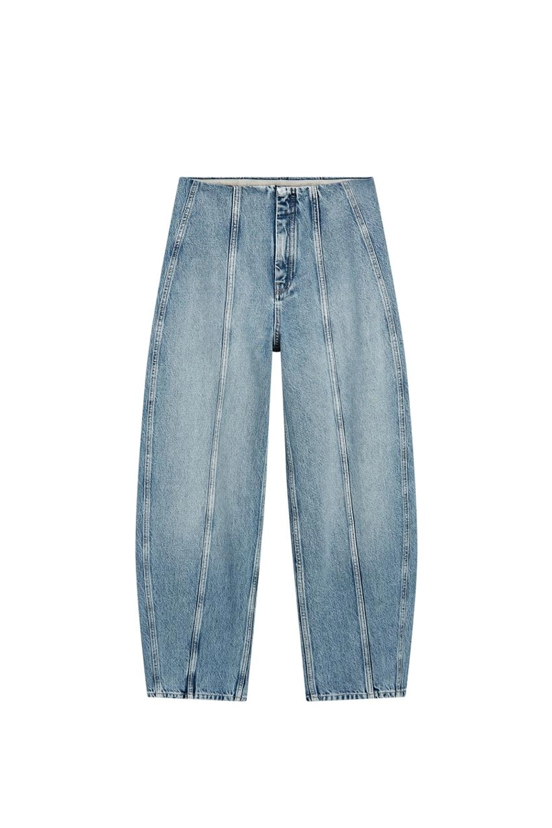 Джинсы широкие силуэта barrel с деталями швов