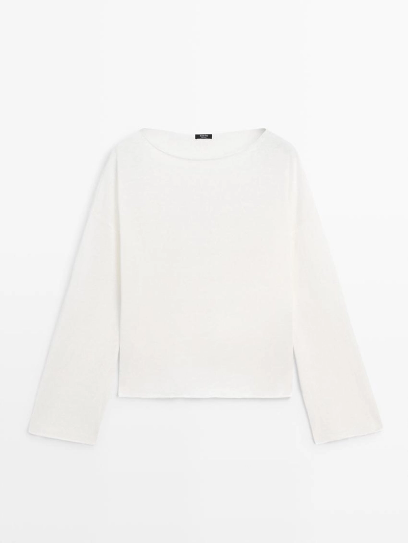 Пуловер из льна с лодочкой