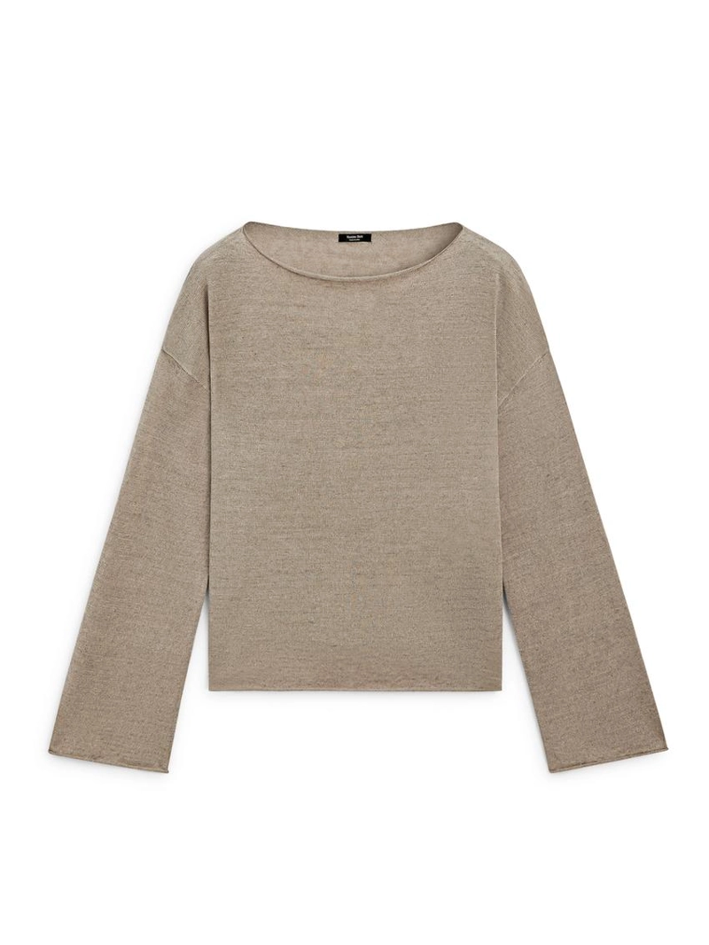 Пуловер с лодочкой из льна