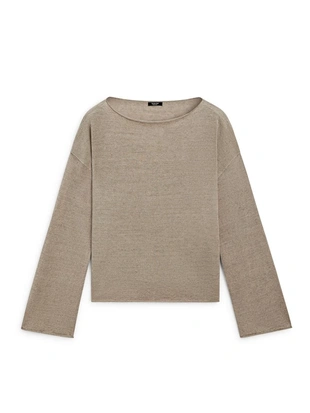 Пуловер с лодочкой из льна- Заказать в России