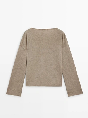 Пуловер с лодочкой из льна- Заказать в России