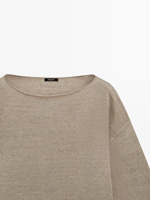 Пуловер с лодочкой из льна- Заказать в России