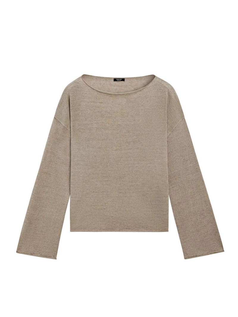 Пуловер с лодочкой из льна