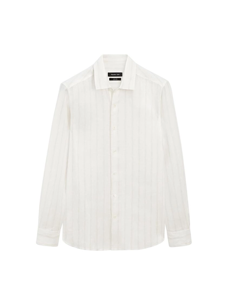 Рубашка в полоску из 100% льна с классическим кроем