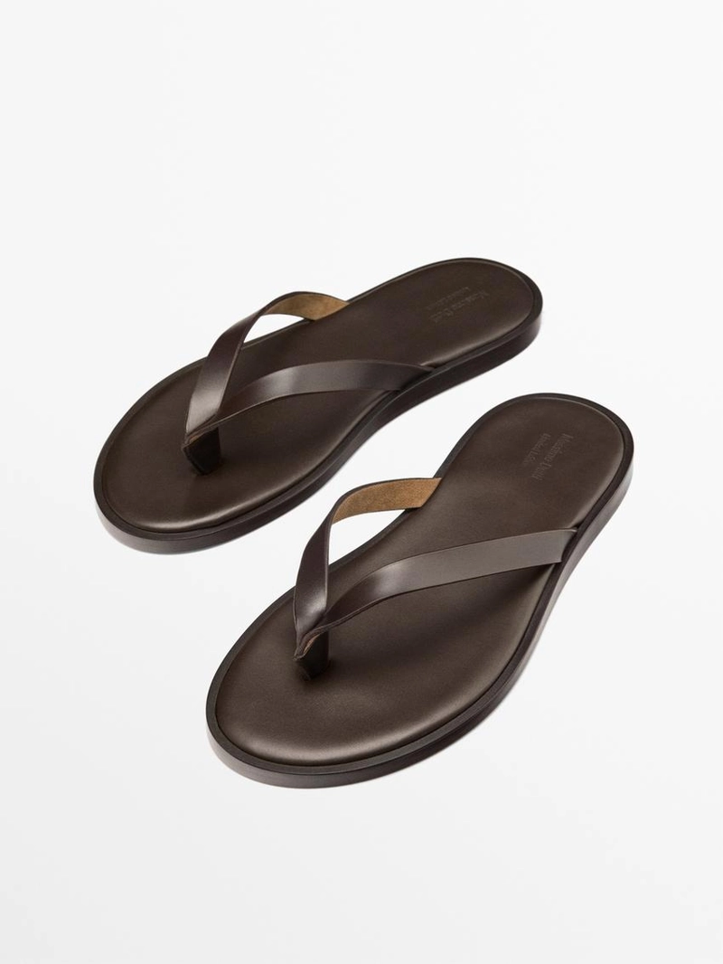 Сандалии из набуковой кожи с разделителем между пальцами - limited edition