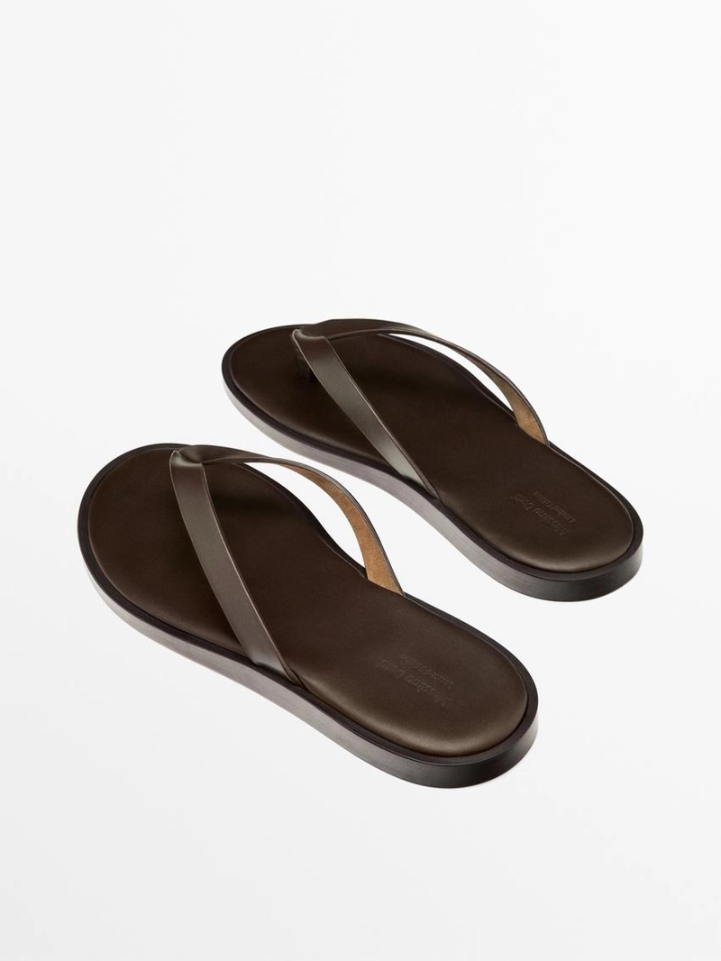 Сандалии из набуковой кожи с разделителем между пальцами - limited edition