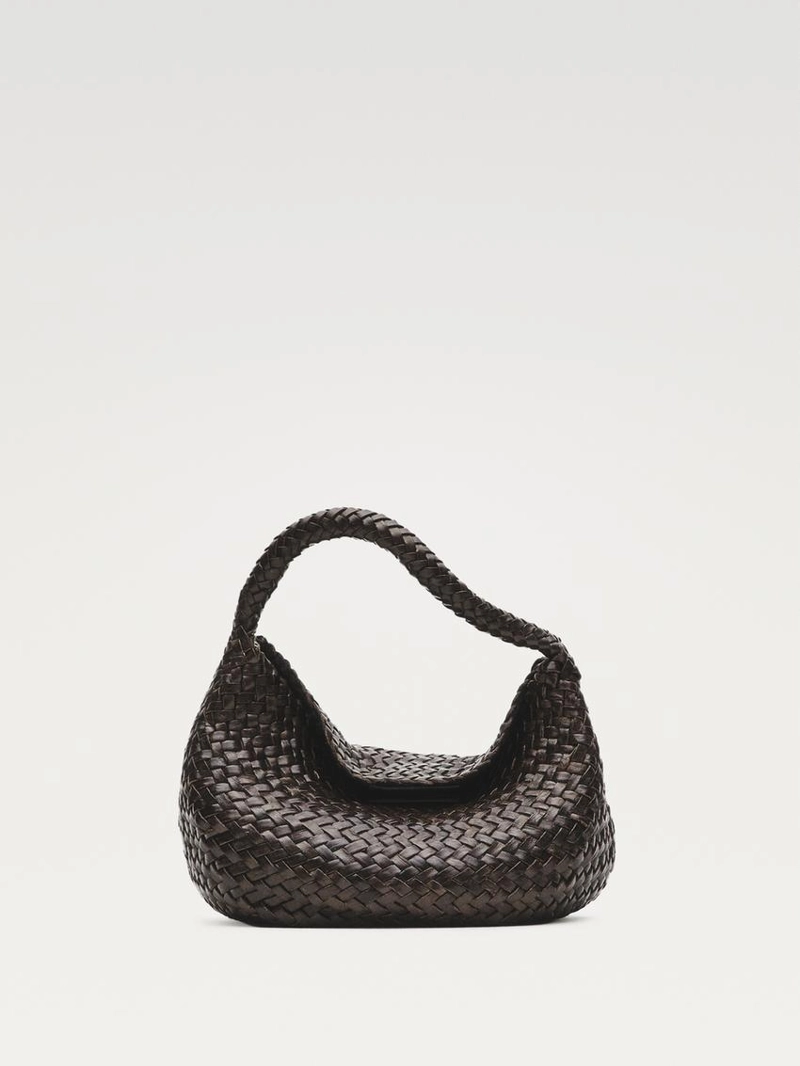 Сумочка мини из плетеной кожи нубук