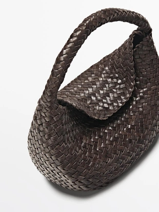 Сумочка мини из плетеной кожи нубук- Заказать в России