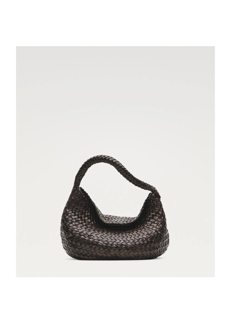 Сумочка мини из плетеной кожи нубук