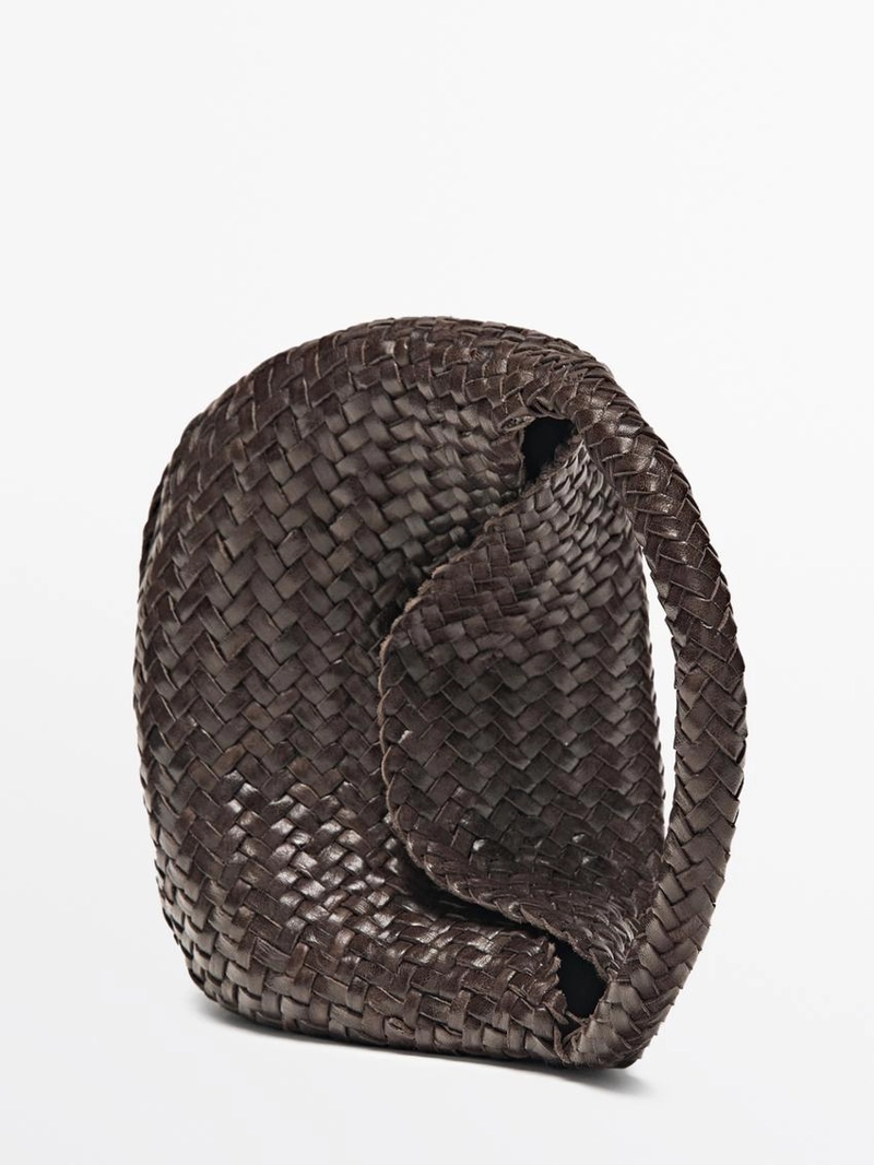 Сумочка мини из плетеной кожи нубук