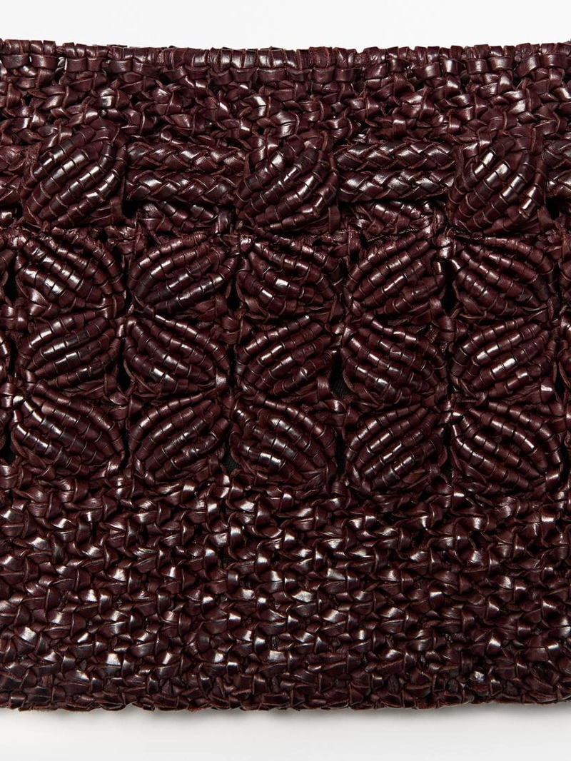 Сумка-мешочек из макраме из натуральной кожи