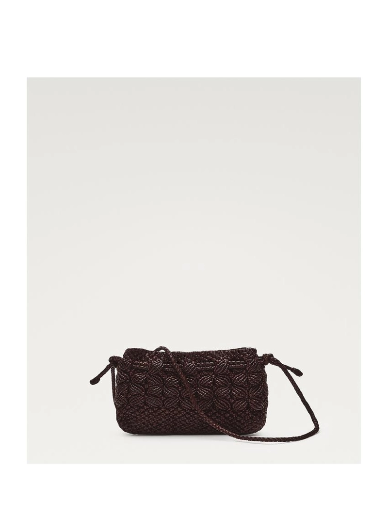 Сумка-мешочек из макраме из натуральной кожи