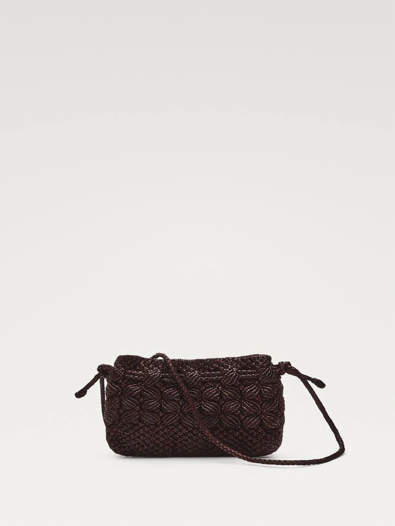Сумка-мешочек из макраме из натуральной кожи
