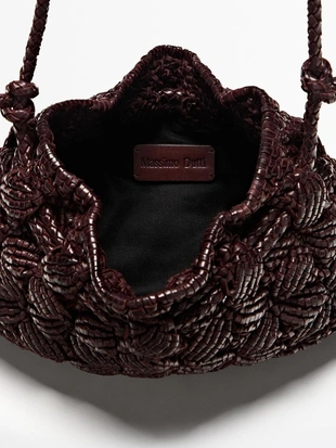 Сумка-мешочек из макраме из натуральной кожи- Заказать в России