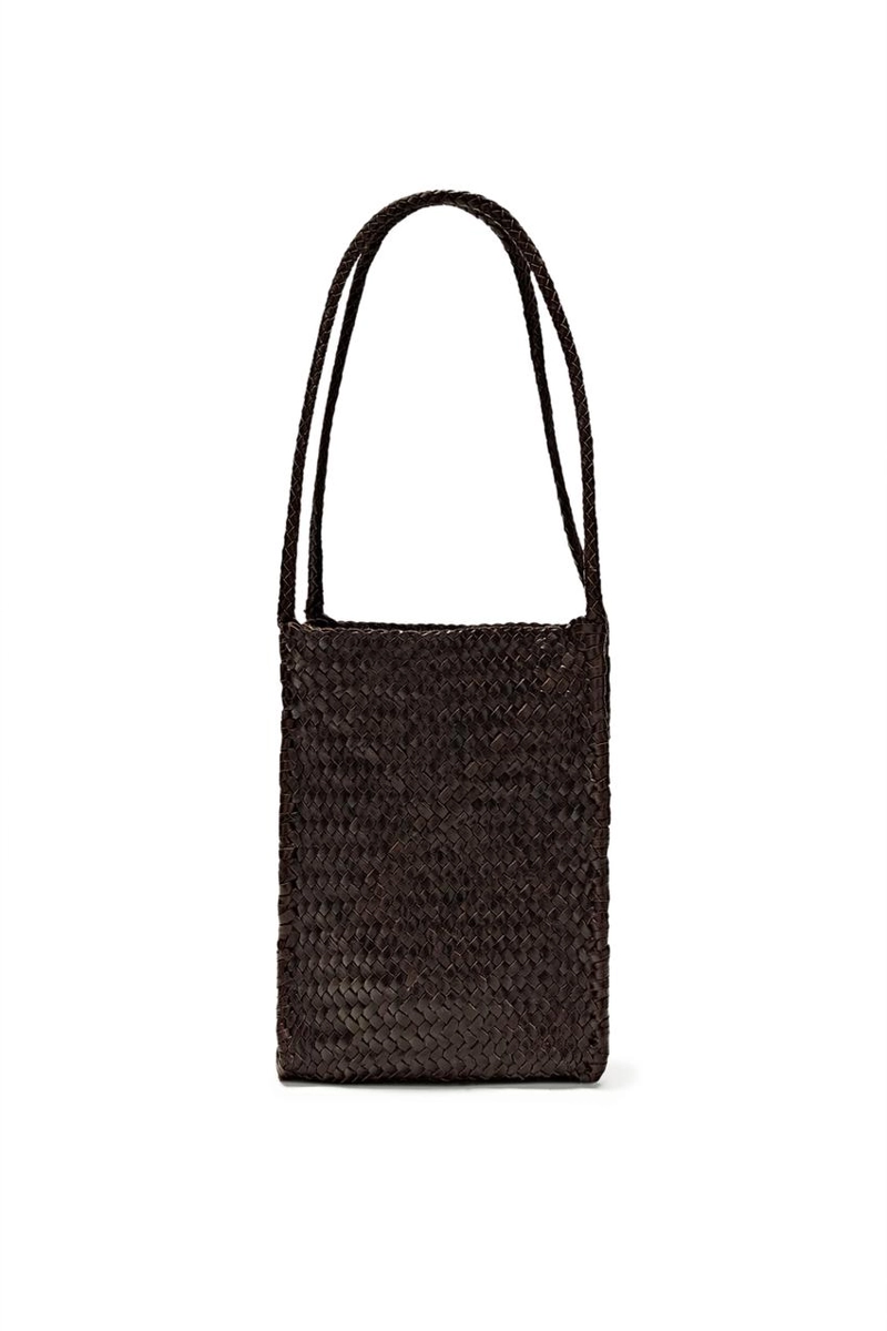 Кожаная вязаная сумка ведро