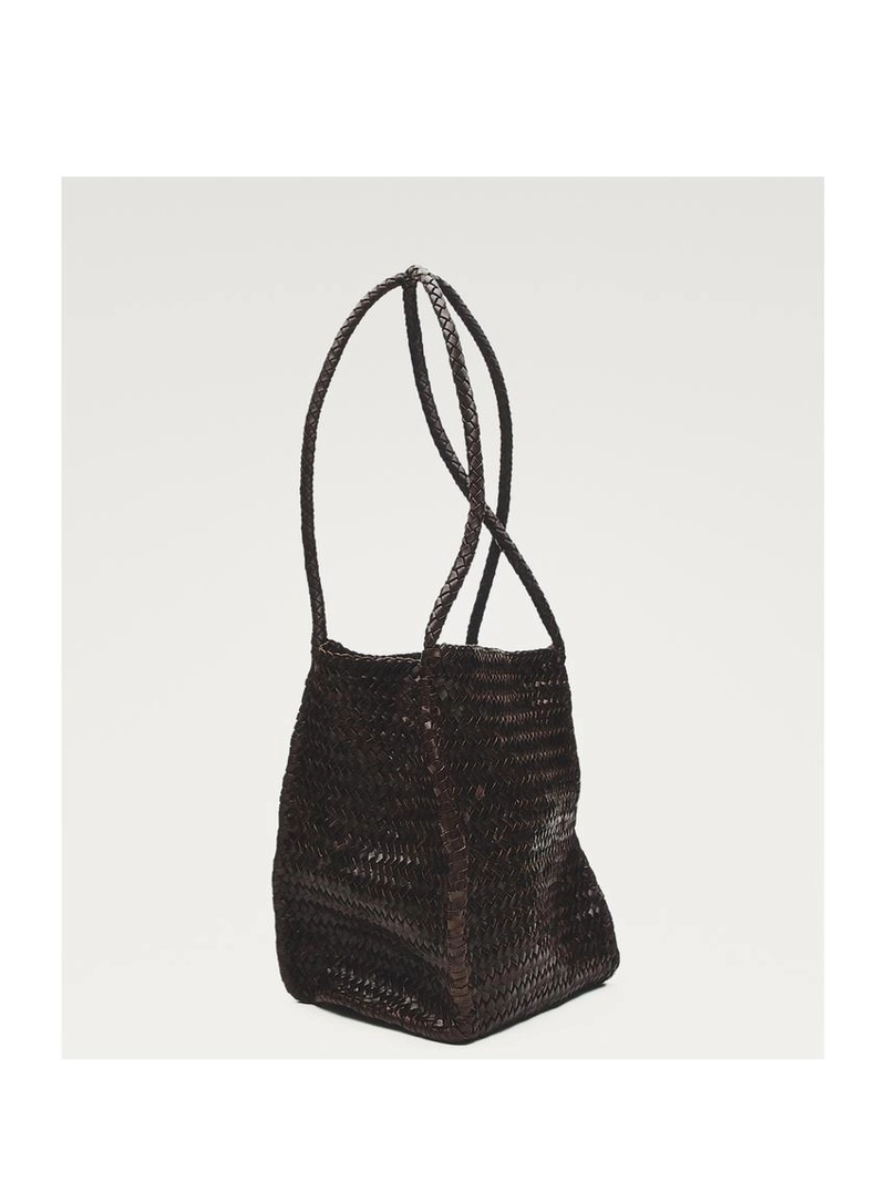 Кожаная вязаная сумка ведро