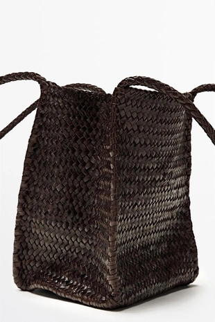 Кожаная вязаная сумка ведро- Заказать в России