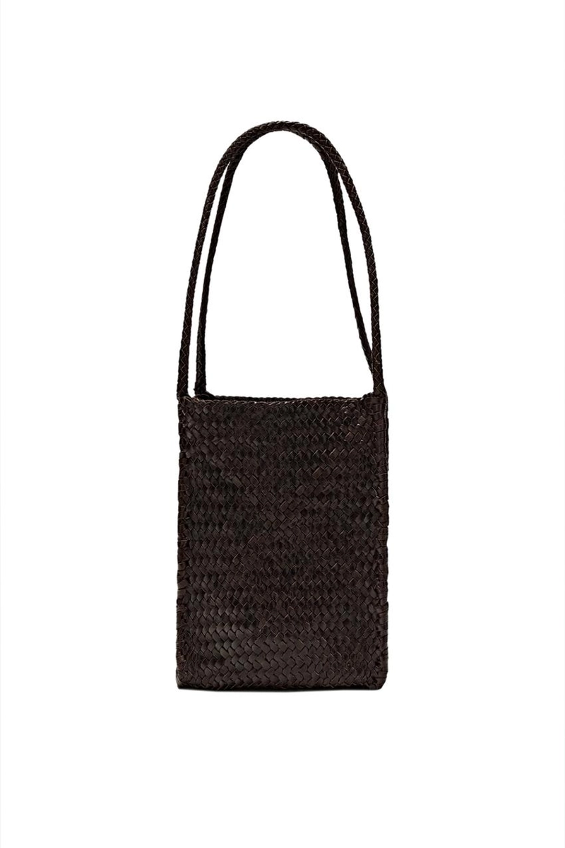 Кожаная вязаная сумка ведро