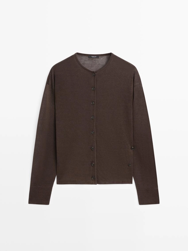 Кардиган из льняной смеси с деталями на пуговицах