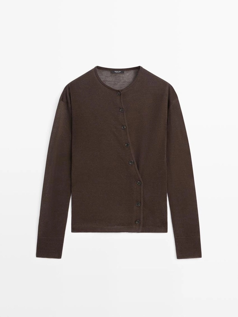 Кардиган из льняной смеси с деталями на пуговицах