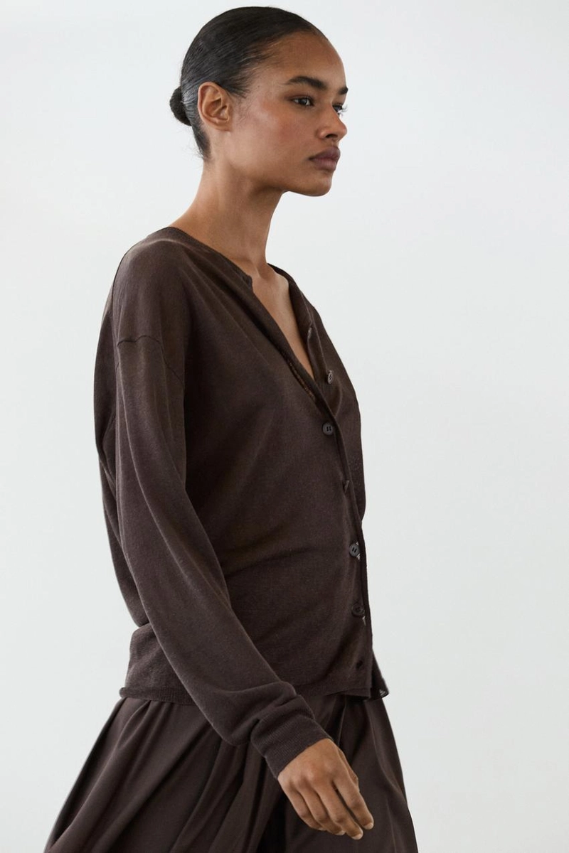 Кардиган из льняной смеси с деталями на пуговицах