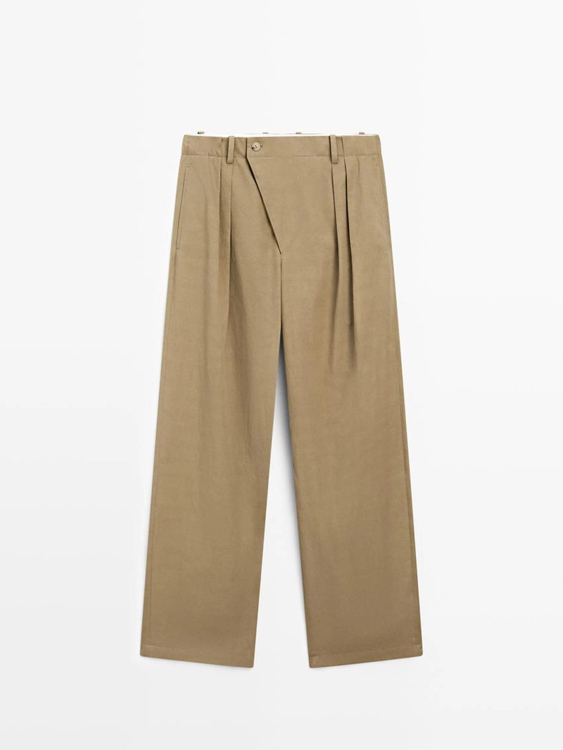 Брюки с защипами и пересекающимся застежкой - studio