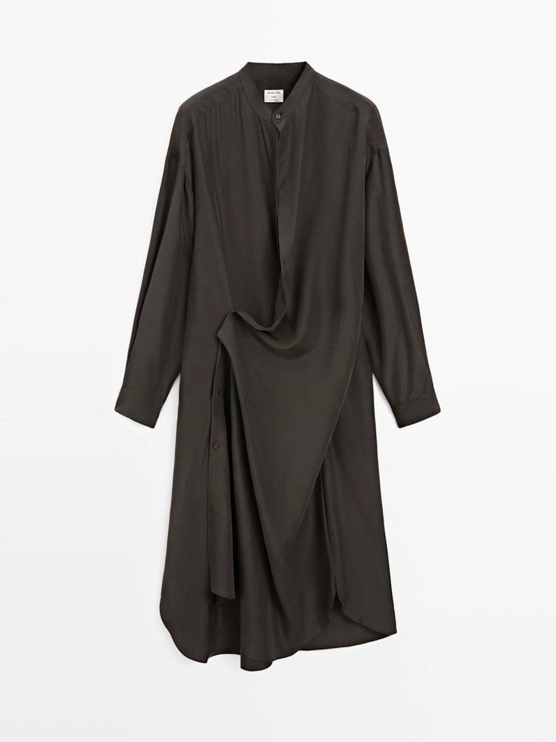 100% шелковое платье макси с деталями на застежке - studio