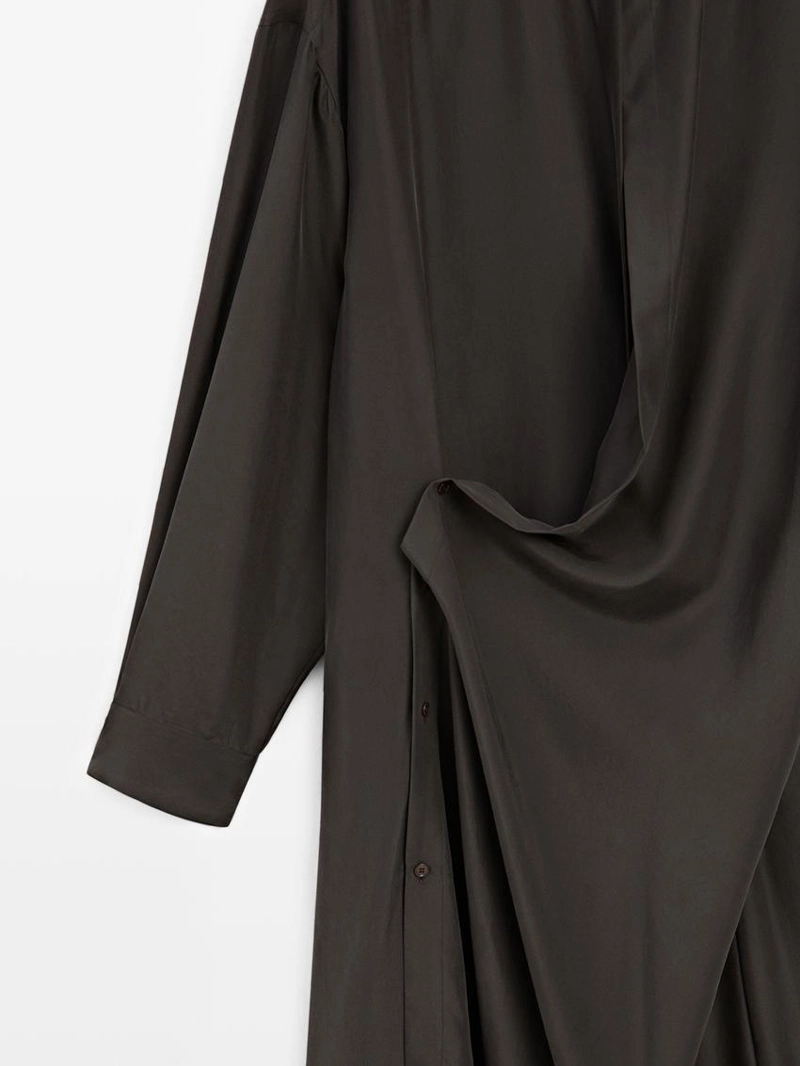 100% шелковое платье макси с деталями на застежке - studio