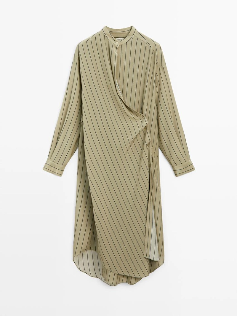 Платье из 100% шелка с асимметричным кроем - studio