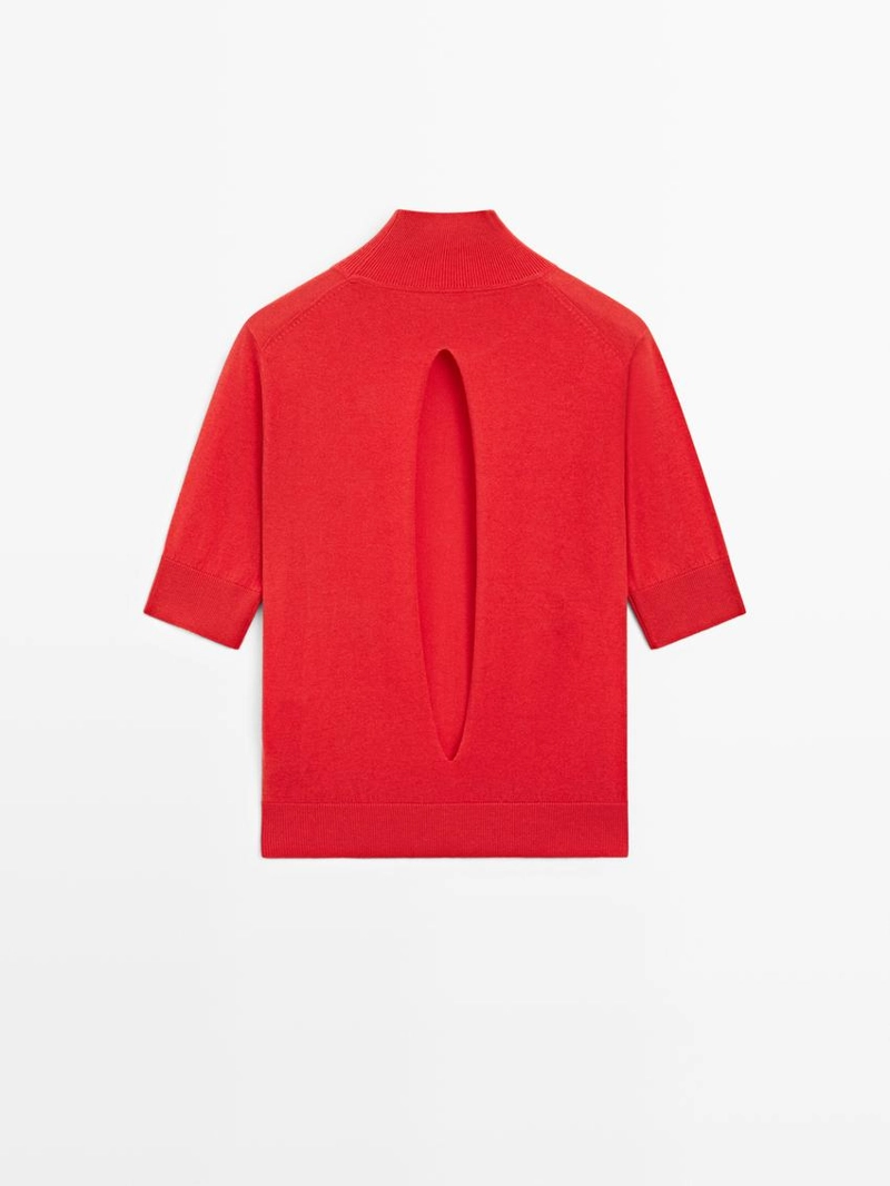 Джемпер из вязаного шелково-хлопкового трикотажа с деталями на спине - studio