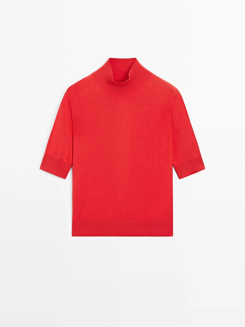 Джемпер из вязаного шелково-хлопкового трикотажа с деталями на спине - studio