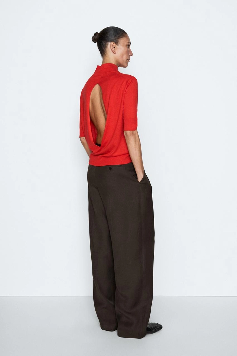 Джемпер из вязаного шелково-хлопкового трикотажа с деталями на спине - studio