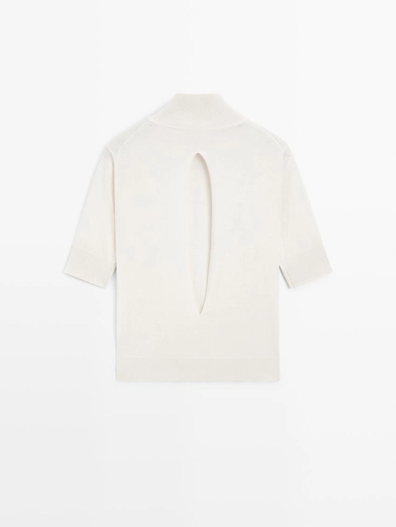 Свитер из шелково-шерстяной смеси с деталями на спине - studio