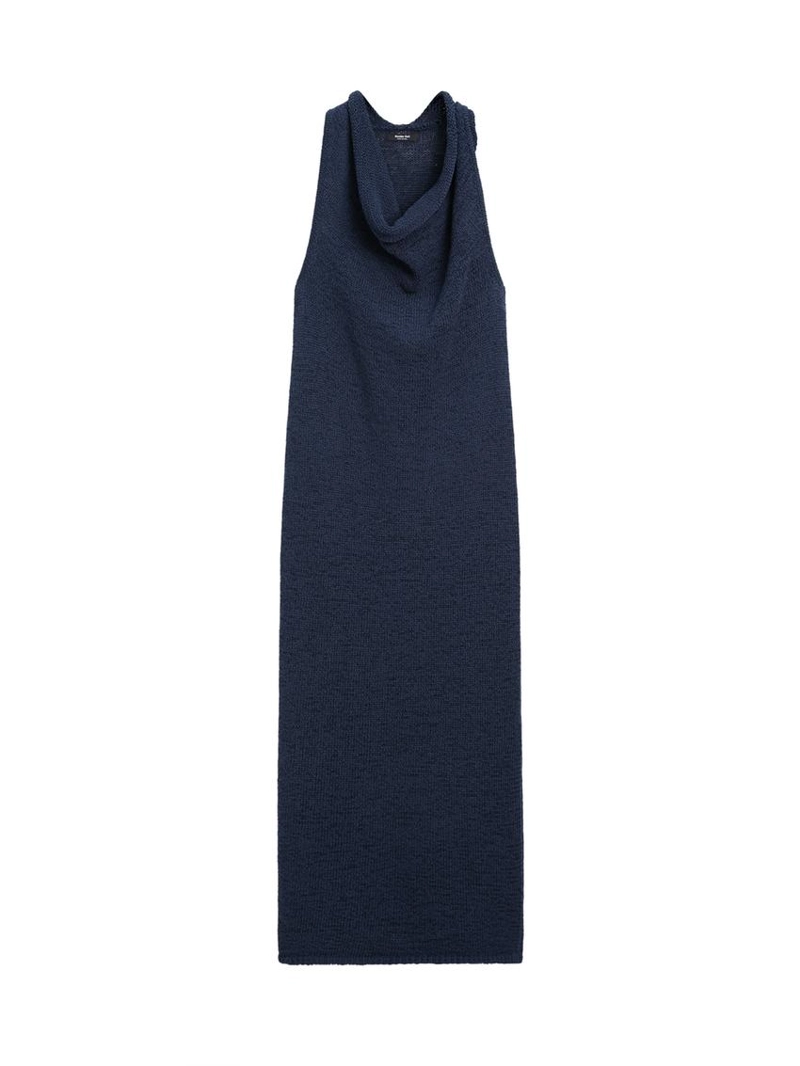 Платье-миди из трикотажа с драпированным вырезом