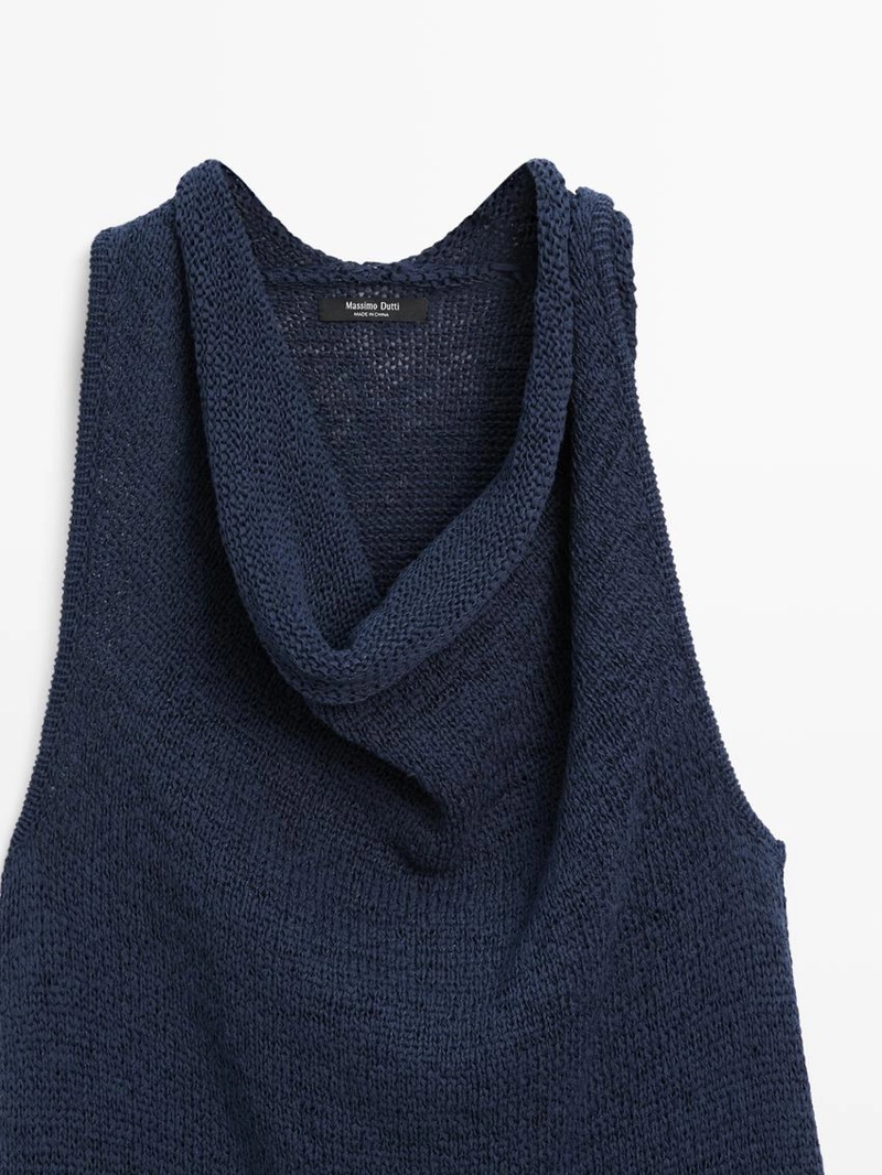 Платье-миди из трикотажа с драпированным вырезом