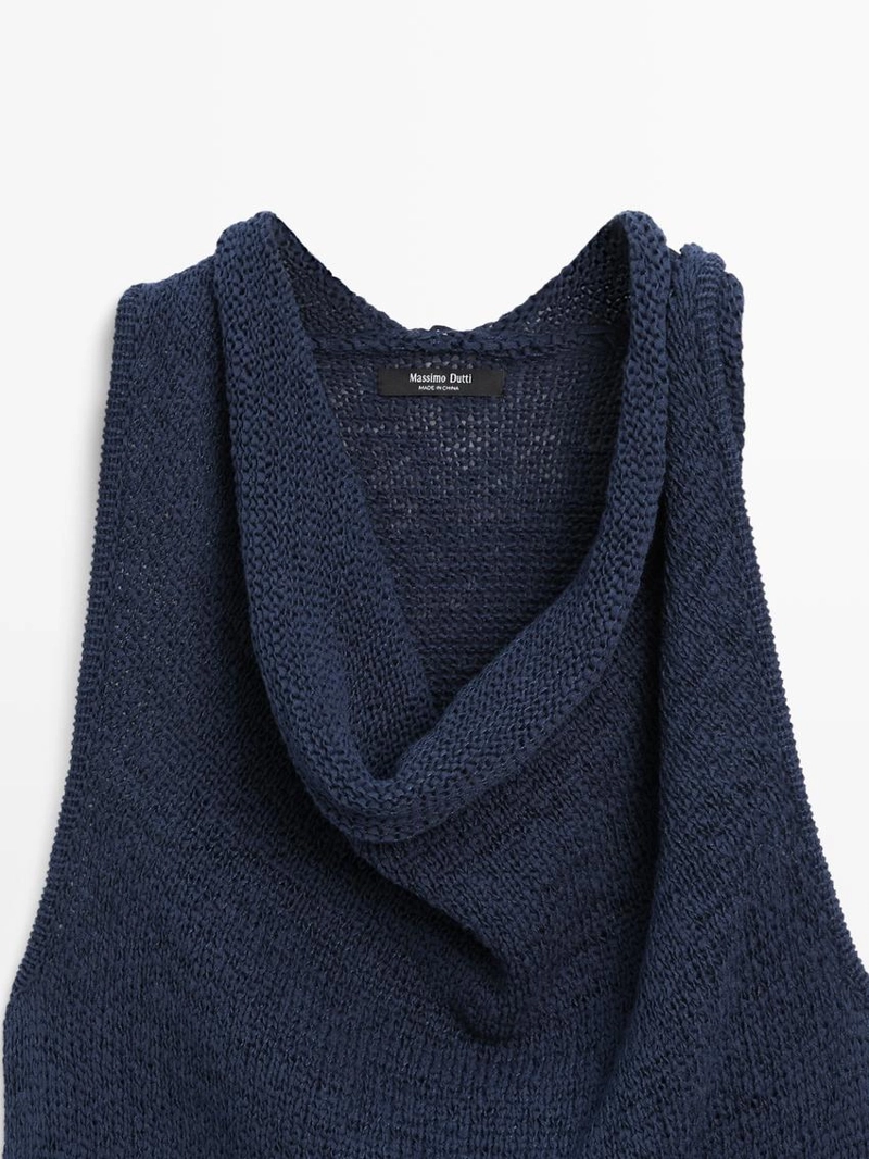 Платье-миди из трикотажа с драпированным вырезом