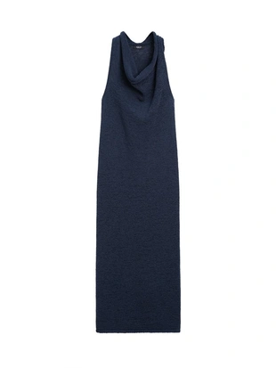 Платье-миди из трикотажа с драпированным вырезом- Заказать в России