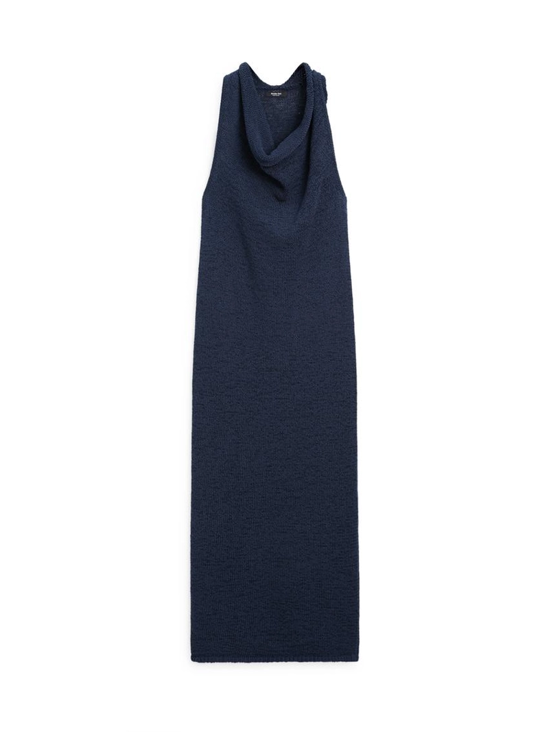 Платье-миди из трикотажа с драпированным вырезом