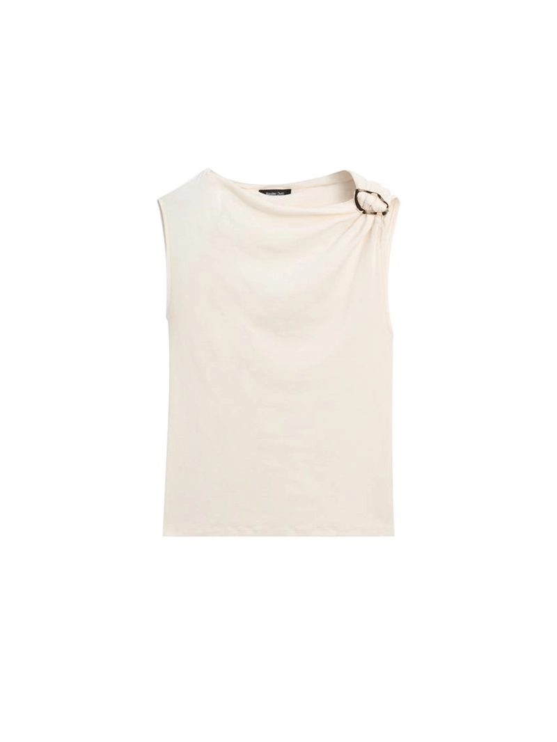 Топ с асимметричным вырезом и деталями из страз