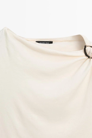 Топ с асимметричным вырезом и деталями из страз- Заказать в России