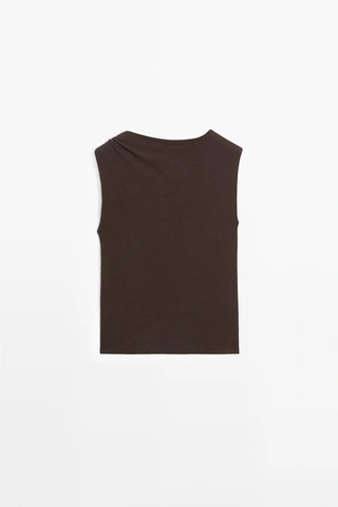 Топ с асимметричным воротником и деталями из страз- Заказать в России