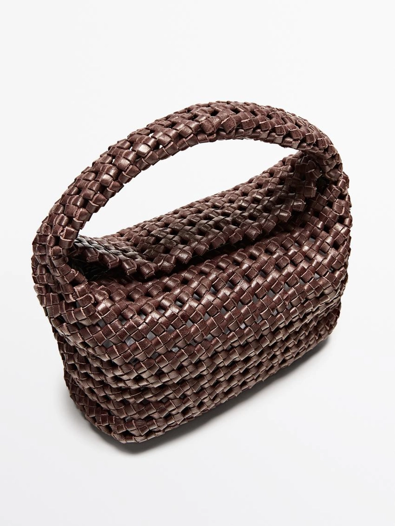 Плетеная мини-сумка из кожи