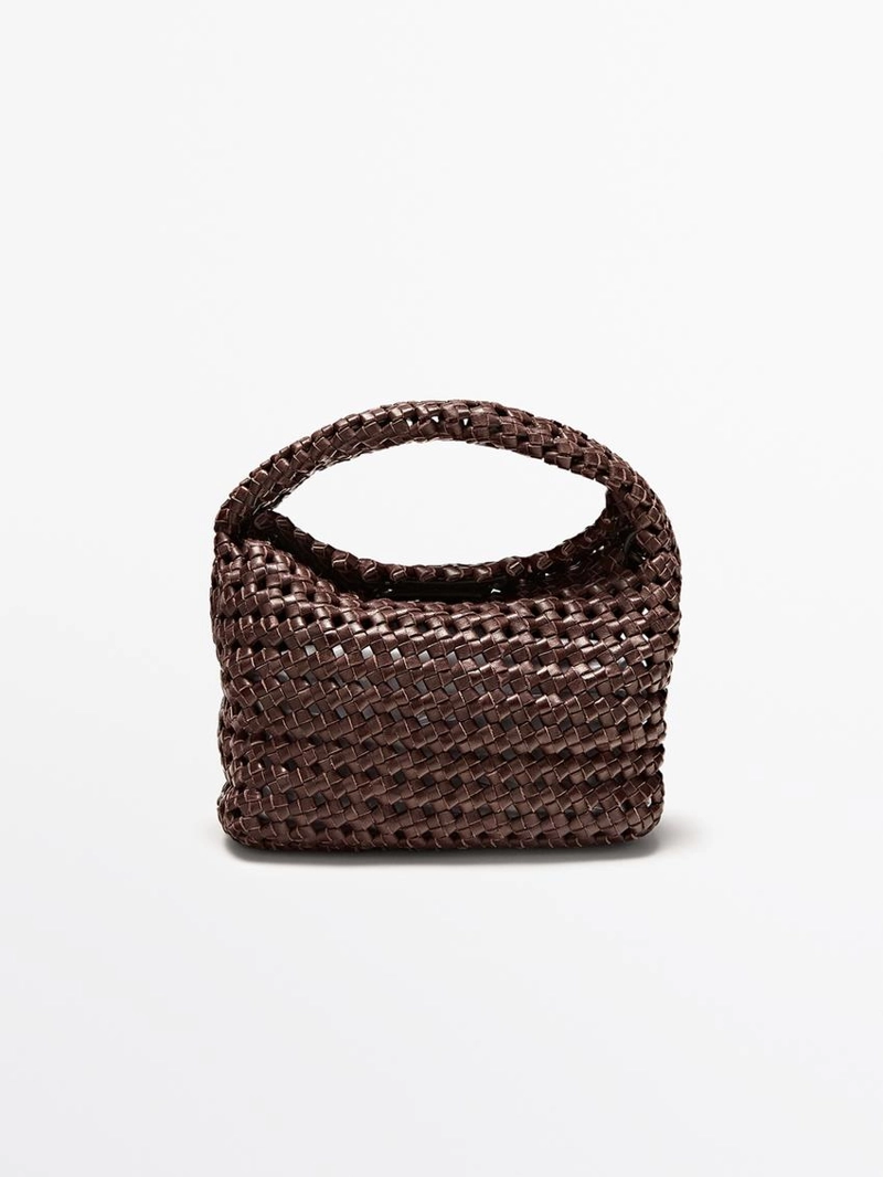 Плетеная мини-сумка из кожи