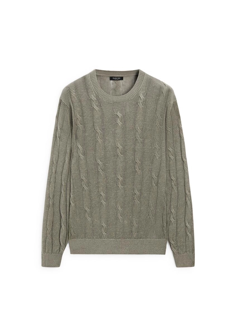 Пуловер с косами из льна