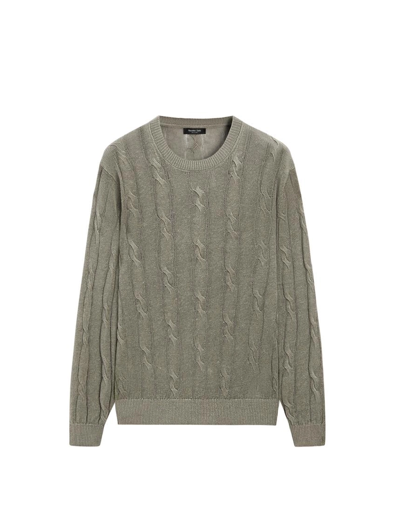 Пуловер с косами из льна