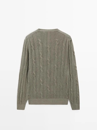 Пуловер с косами из льна- Заказать в России